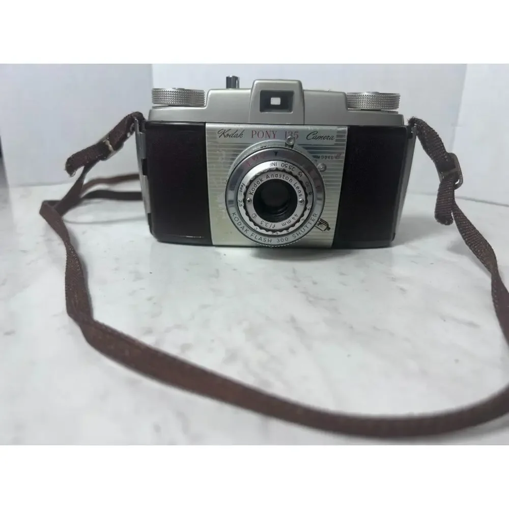 Kodak Pony 135 Model C 35mm Film Camera w/ Original Leather Case- Untested